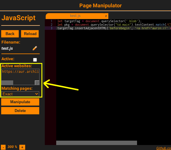 Page Manipulator Script and Rules
