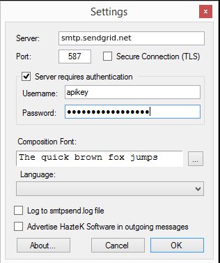 SMTP Mailer Settings