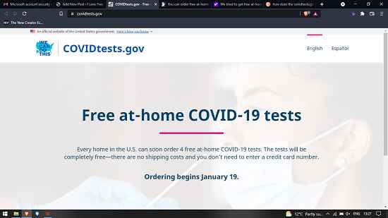 covidtests.gov home