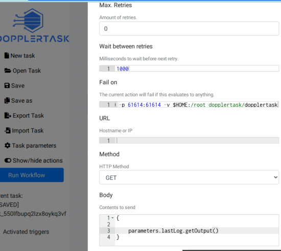 dopplertask module parameters