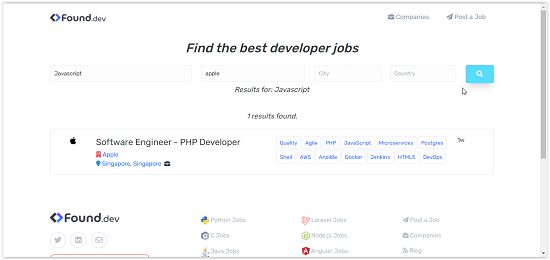 found.dev search result