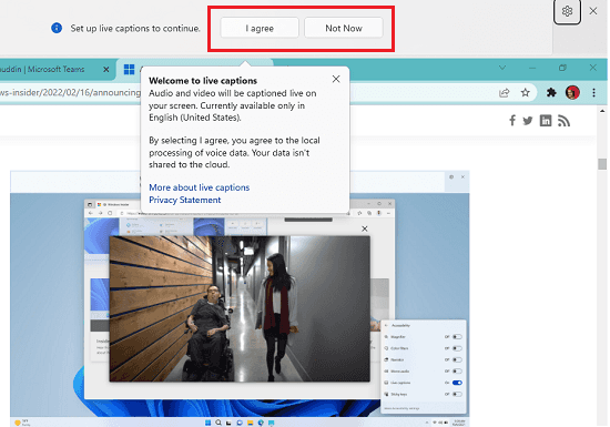 Activate Live Captions in Windows 11