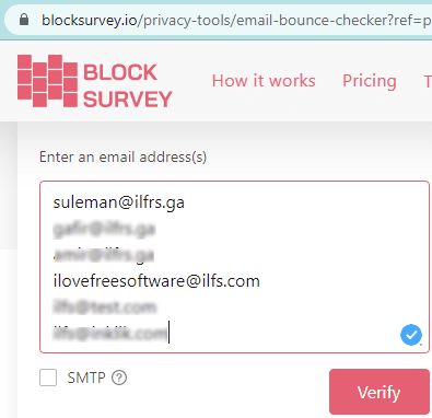 BlockSurvey Enter Emails