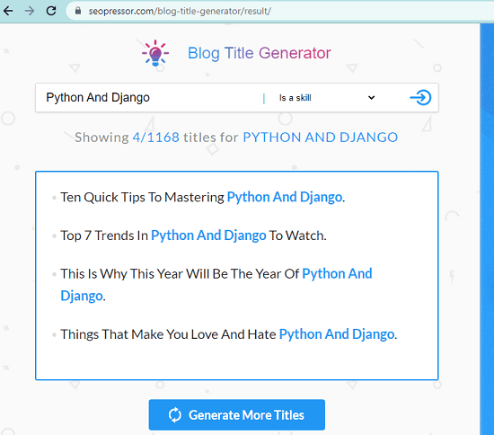 Blog Title Generator by SEOPressor