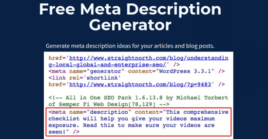 Free AI based SEO Meta Description Generator Websites