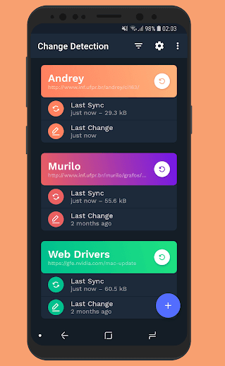 Free app to Monitor Webpage Changes on Android Change Detection