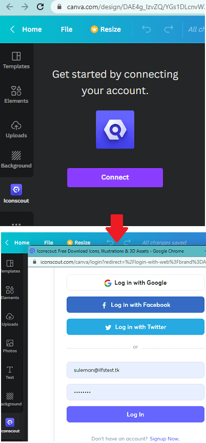 Iconscout Canva Sign in