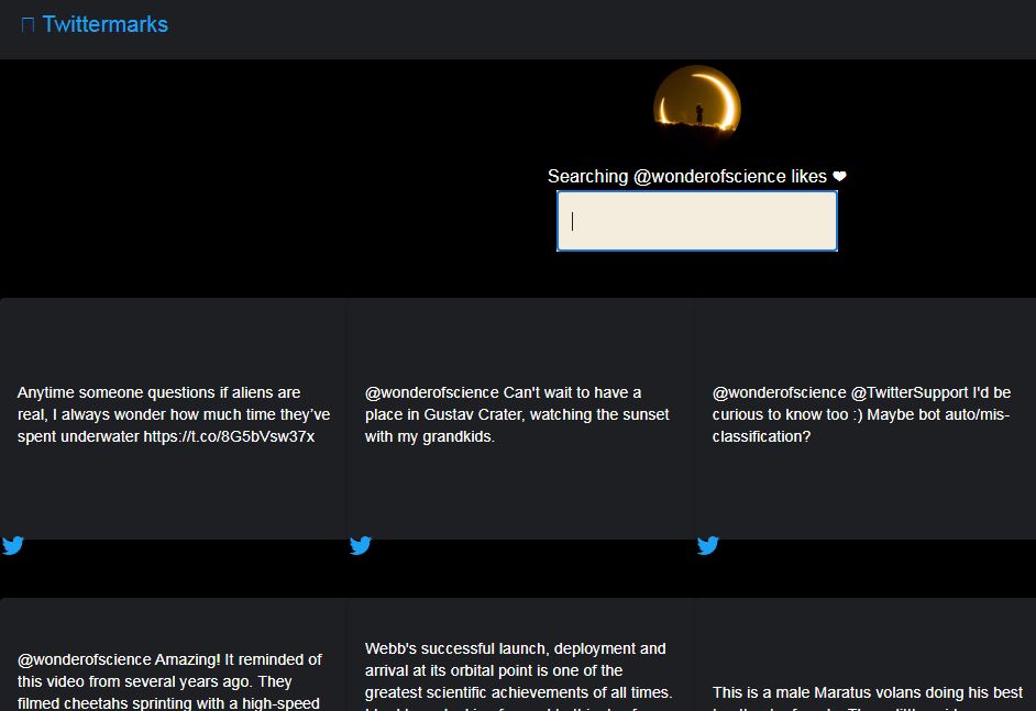 Search in Liked Tweets of any Twitter User on this Free Website