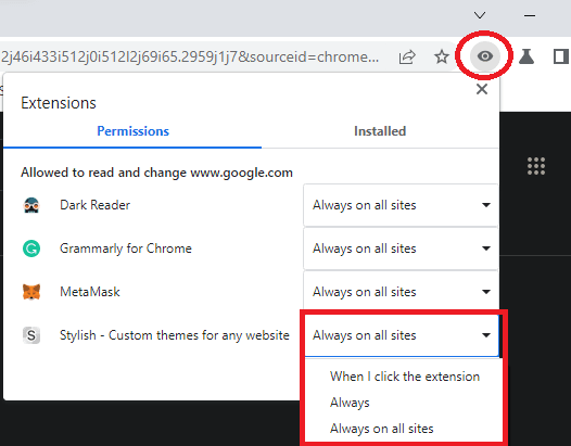 Manage Chrome Extension Permissions