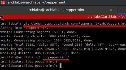 Peppermint git clone