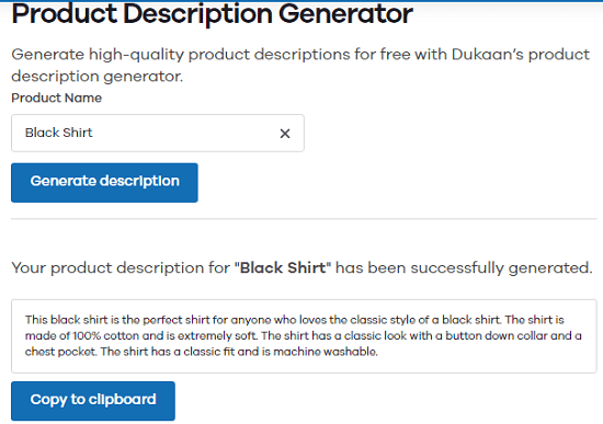Product Description Generator by Dukaan