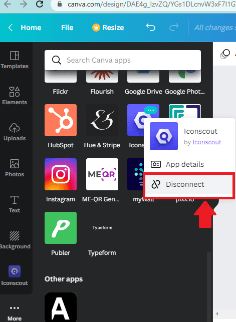 Remove Iconscount App from Canva