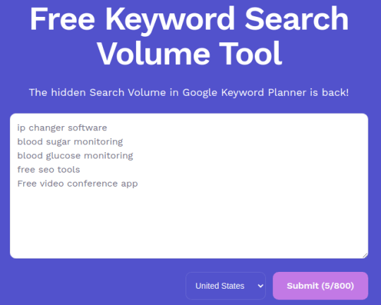 Search Volume Enter List