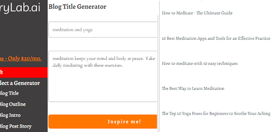 Storylab.ai AI Blog Title Generator