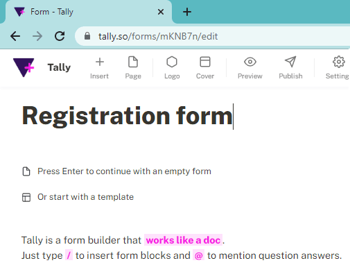 Tally Get Started
