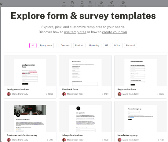 Tally Templates