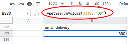 Unlimited Sheets Get Search Volume