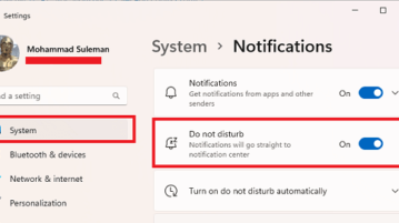 Windows 11 Do not disturb