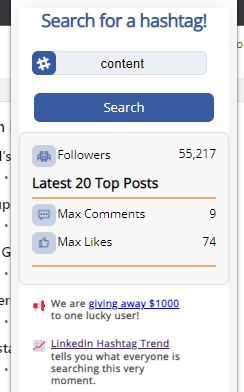 linkedin hashtag tool hashtag search