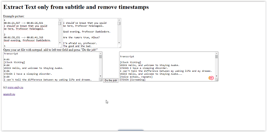 transcript extractor result