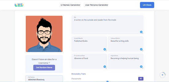 ux dummy filled template