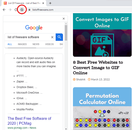 Chrome Side Search