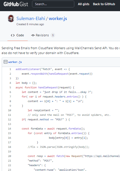 Cloudflare Worker script to Send Emails