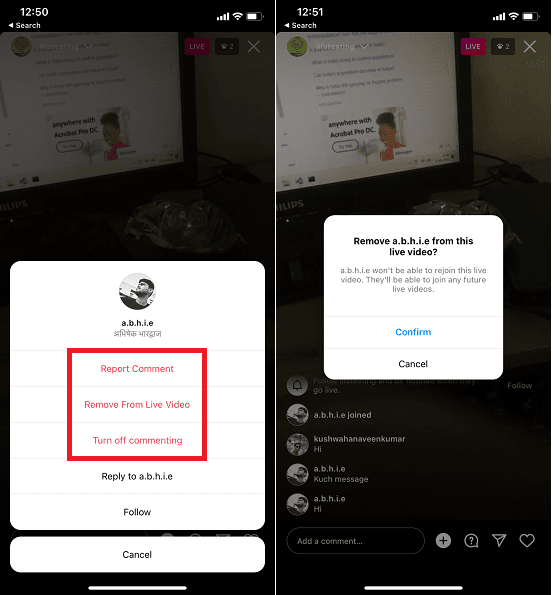 Instagram Live Stream Moderation in Action