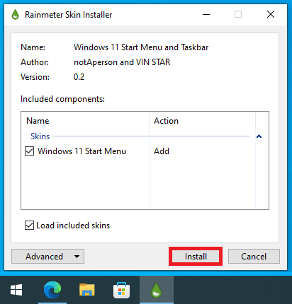 Install Windows 11 Taskbar Rainmeter Skin