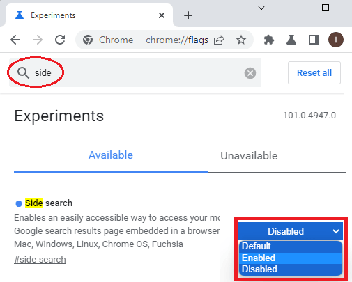Side Search in Google Chrome