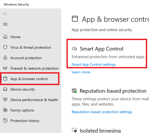 Smart App Control Windows Security Feature