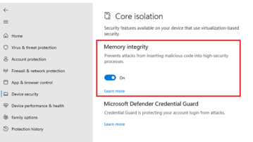 Enable Memory Integrity in Windows 11 to Prevent Malicious Code Injection