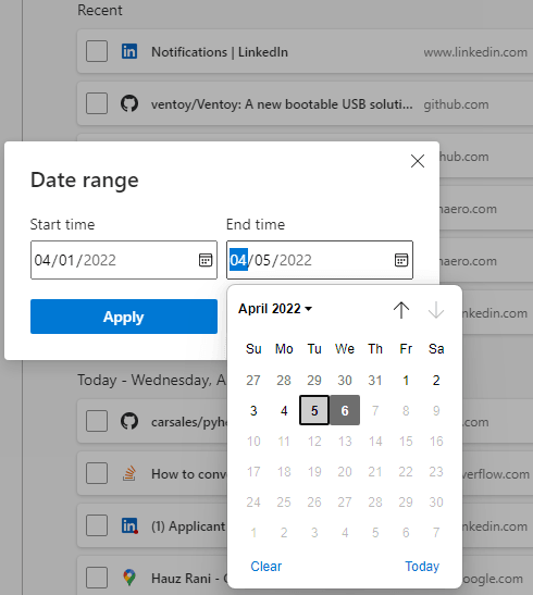 How to Filter Browser History in Microsoft Edge by a Date Range