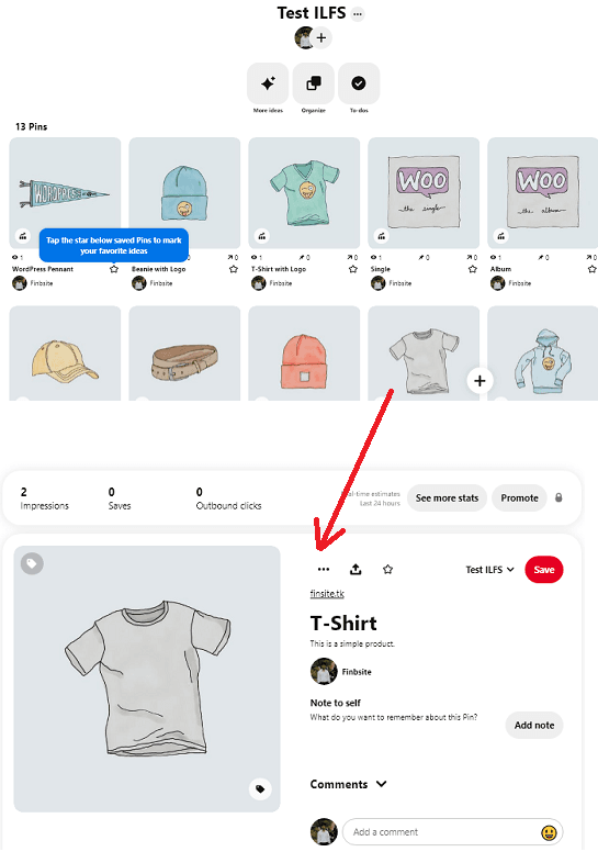 Pinterest Board Created from WooCommerce