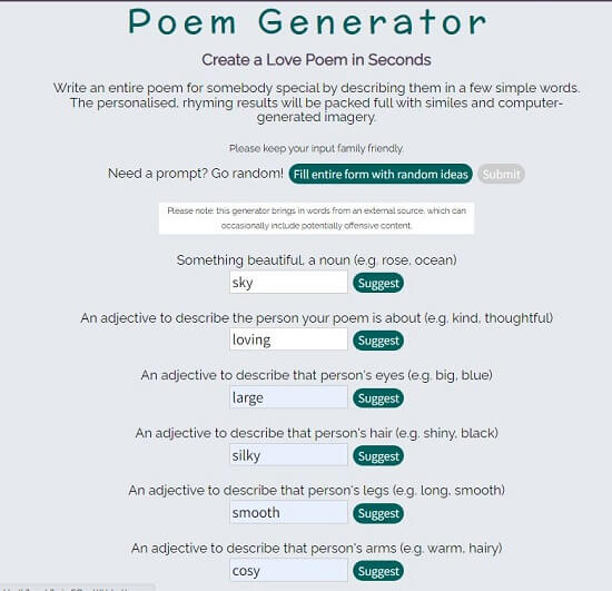 Poem Generator UK