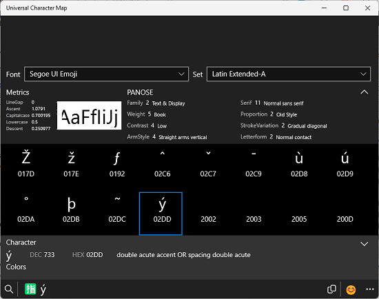 Universal Character Map on Windows 11