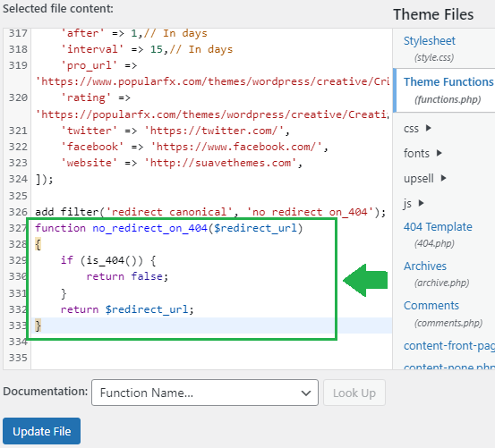 WordPress Theme Functions Canonical Redirect Code