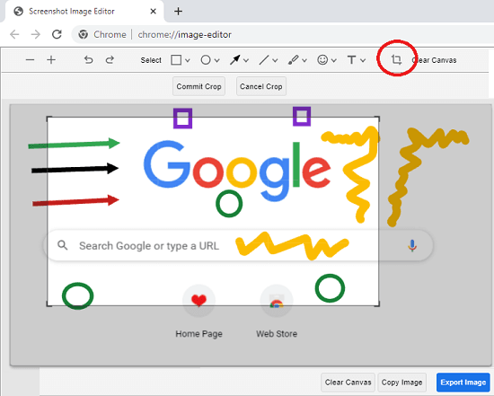 Chrome's Screenshot Editor Crop Tool