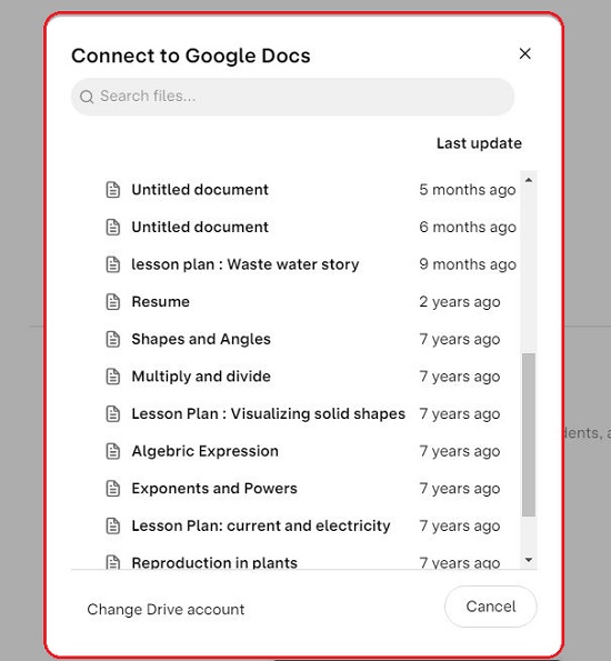 Connnect to Google Docs