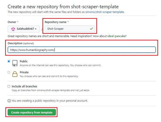 Create Repository from Template