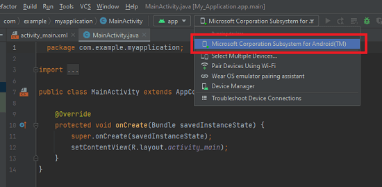 How to use Windows Subsystem for Android in Android Studio for App Testing