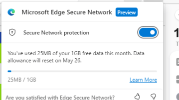 Microsoft Edge Secure Network Bandwidth
