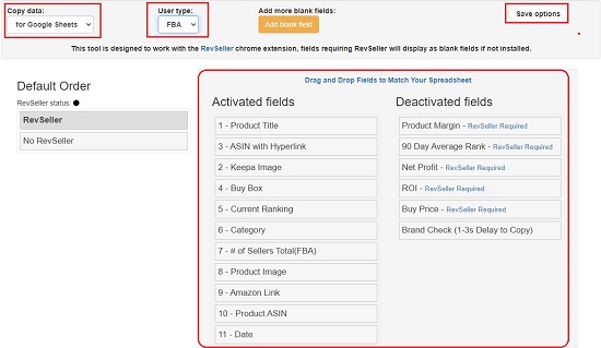 Quick Copy Options