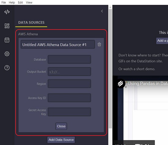 AWS warehouse datasource