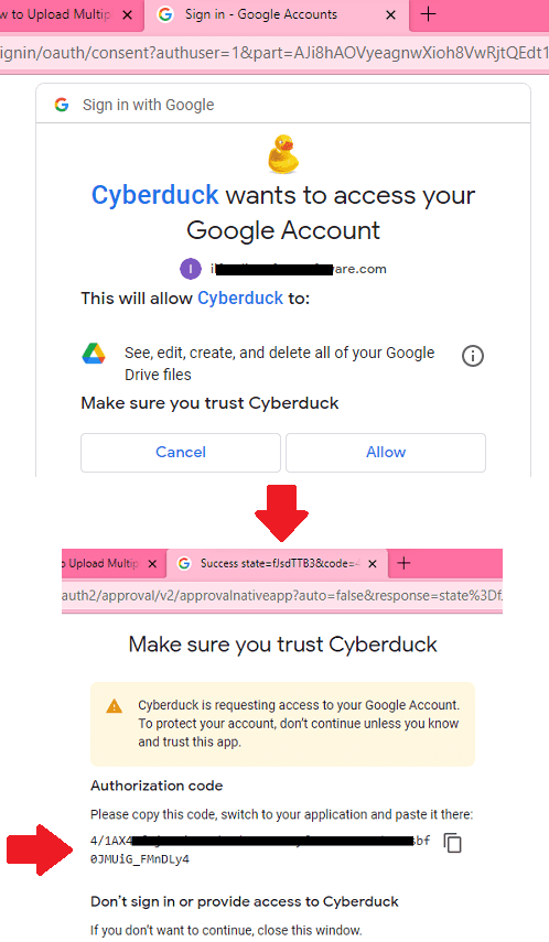 Cyberduck Google Drive Auth Code