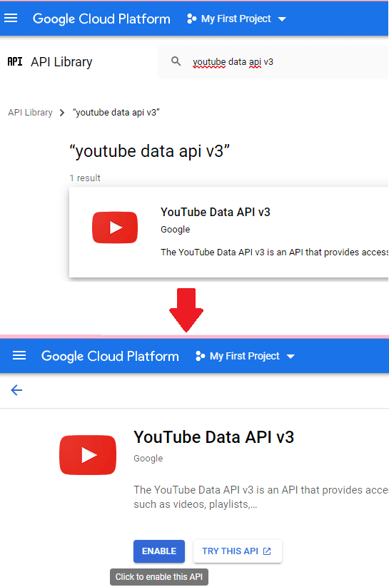 Enable YouTube API
