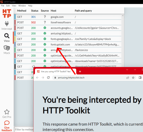 HTTP Toolkit Logged Requests