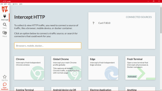HTTP Toolkit Main UI