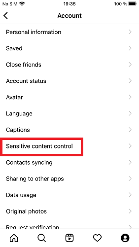 Instagram Sensitive Content Control