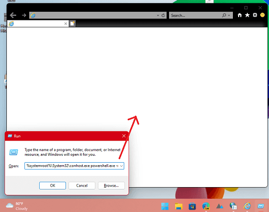 Launch Internet Explorer via Run dialog